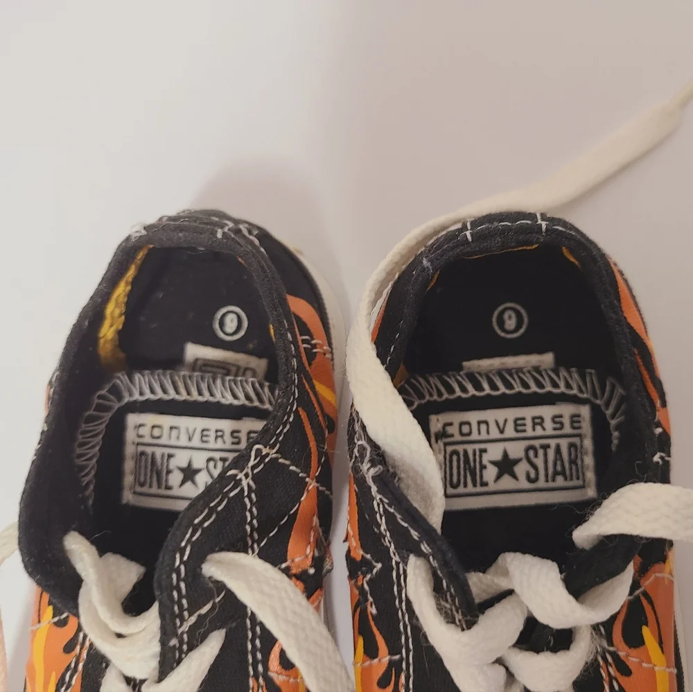 Converse One Star DX OX Black & Orange Flame Low Top Toddler Sneaker Sz Infant 6